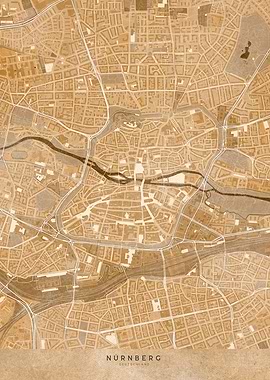 Sepia map of Nuremberg D