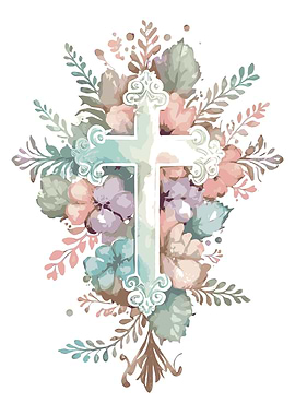 Floral Watercolor Cross