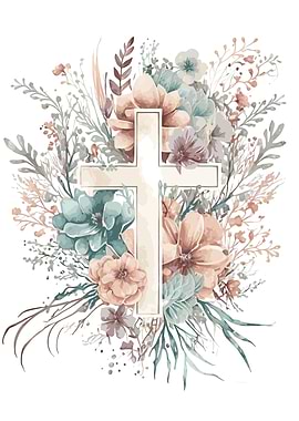 Flower Bouquet Bible Cross