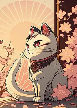 Cat cherry blossom Japan
