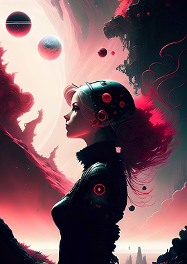 Astronaut Lady Red Planet