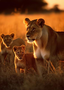 Lioness With Cubs