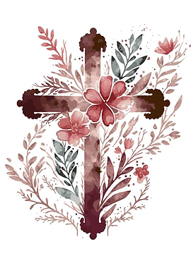 Watercolor Flower Cross