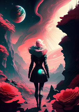 Astronaut Lady in Space