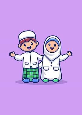 Cute Girl And Boy Moslem