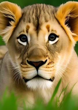 Lion laying in the grass