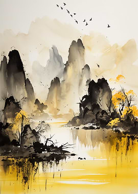 Watercolor Guilin Yellow