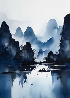 Dark Blue Watercolor