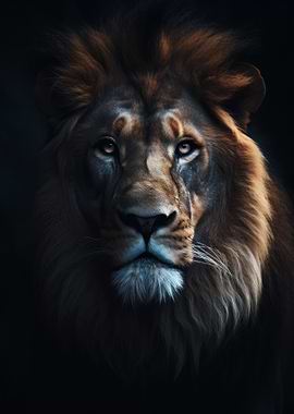 Dark Royal Lion Portrait