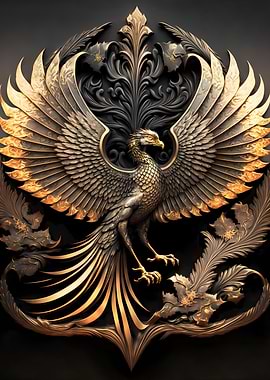 Golden Phoenix Art Deco