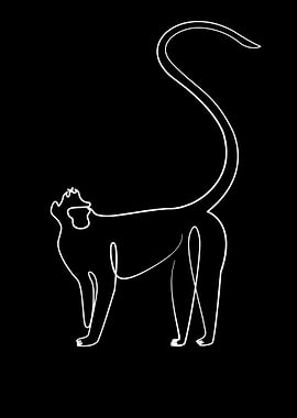 One Line Art Monkey
