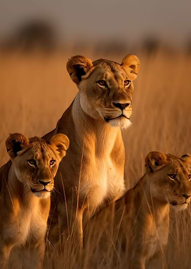 Lioness With Cubs