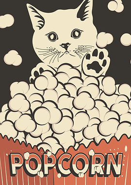 Retro White Cat Popcorn