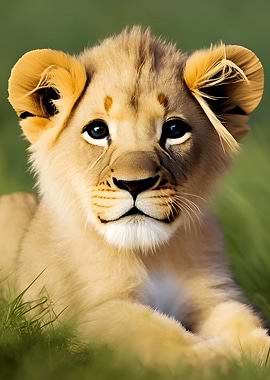 Close up of a young lion