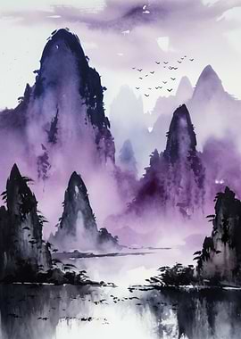 Watercolor Guilin Purple I