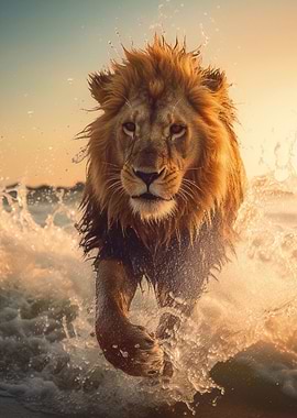 lion in beach