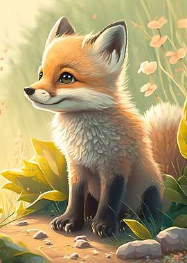 Cute baby fox
