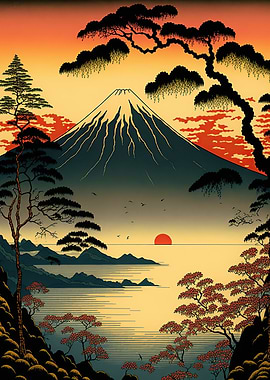 Vintage Asian landscape