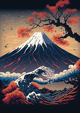 Vintage Asian landscape