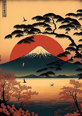 Vintage Asian landscape