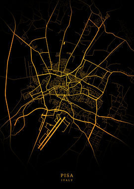 Pisa City Map Gold