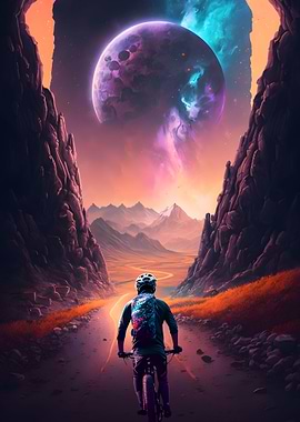 Mountainbiker in space
