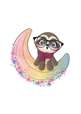 Sloth on cute moon