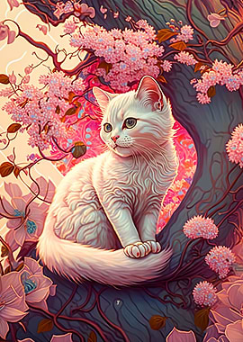 Cat Cherry Blossoms