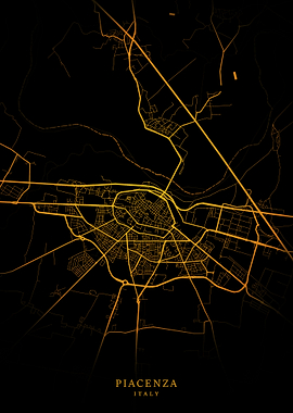 Piacenza City Map Gold