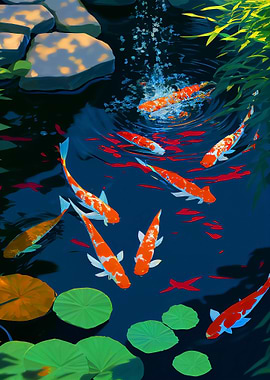 Painting Koi fishes