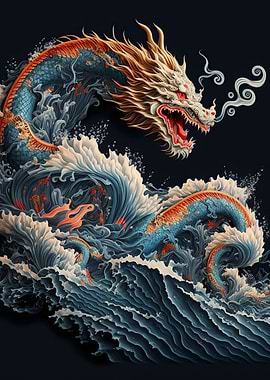 Dragon in waves