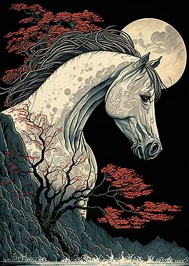 Horse ukiyo e Japan China