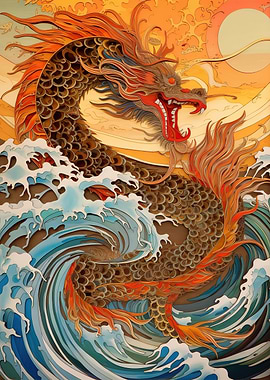 Dragon in waves