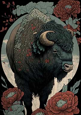 Buffalo Ukiyo e Japan