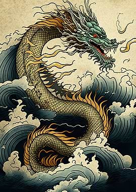 Dragon in waves