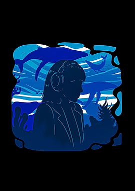 Girl Headphones Underwater