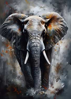 Oil Elephant Portrait