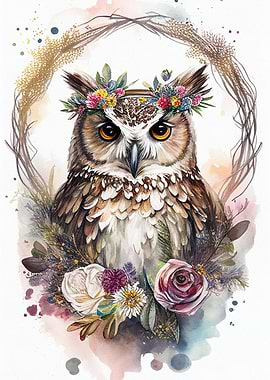 Owl Watercolor Painting