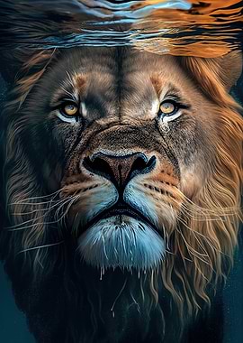 Lion Water Animal Face