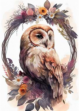 Owl Watercolor Painting