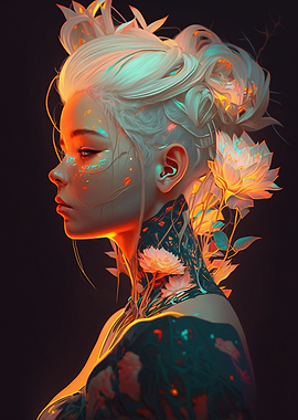 Floral Cyberpunk Girl