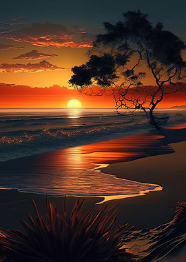 Beach Sunset Landscape