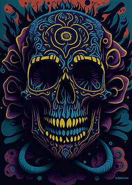 Psychedelic Skull Odyssey