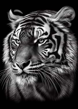 Tiger Face Black And White