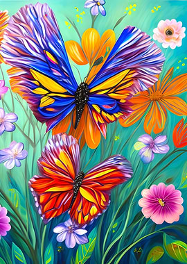 Flowers and butterflies