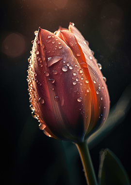 Tulip with morning dew