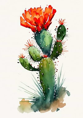 Cactus Flower Watercolor