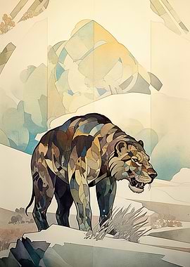 Vintage minimalistic tiger