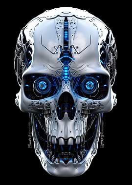 BlueEyed Cyborg Skull
