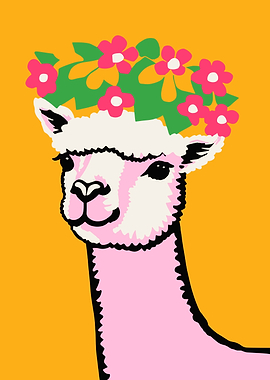 Alpaca with Flower Crown